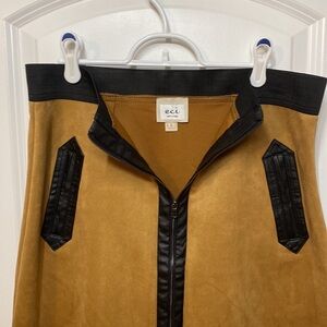 ECI NWOT faux suede and vegan leather trim a-line skirt